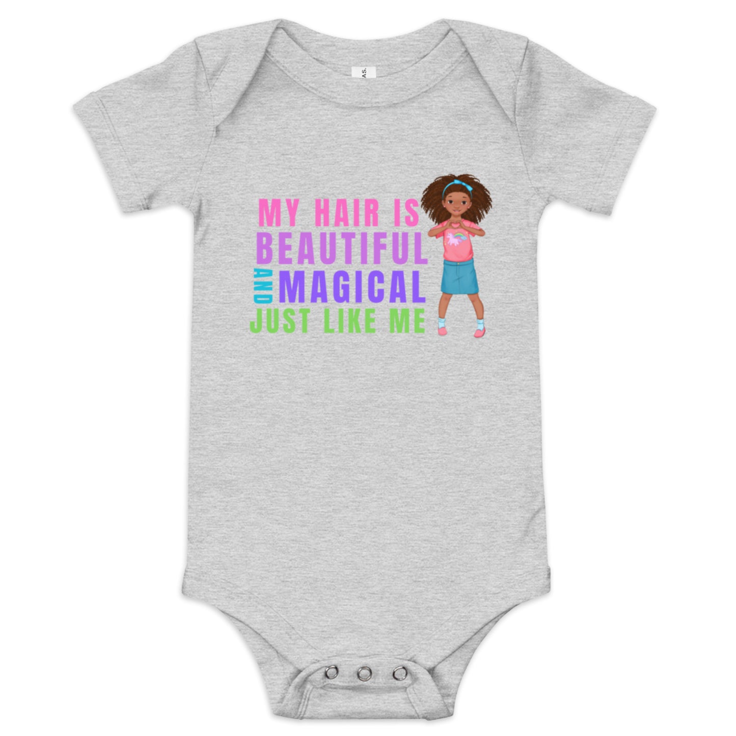 My Hair is Beautiful and Magical Just Like Me - Baby short sleeve one piece