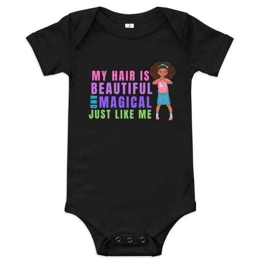 My Hair is Beautiful and Magical Just Like Me - Baby short sleeve one piece