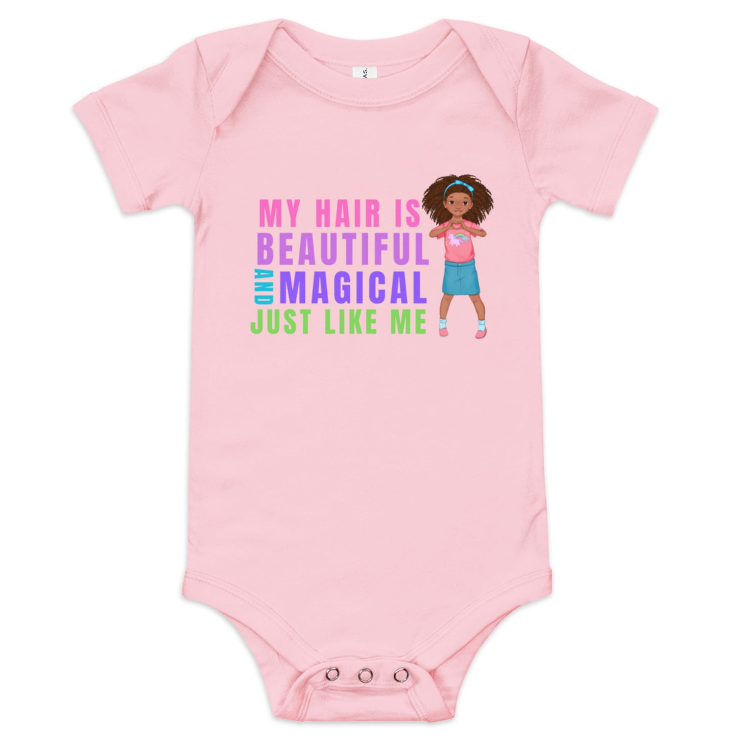 My Hair is Beautiful and Magical Just Like Me - Baby short sleeve one piece