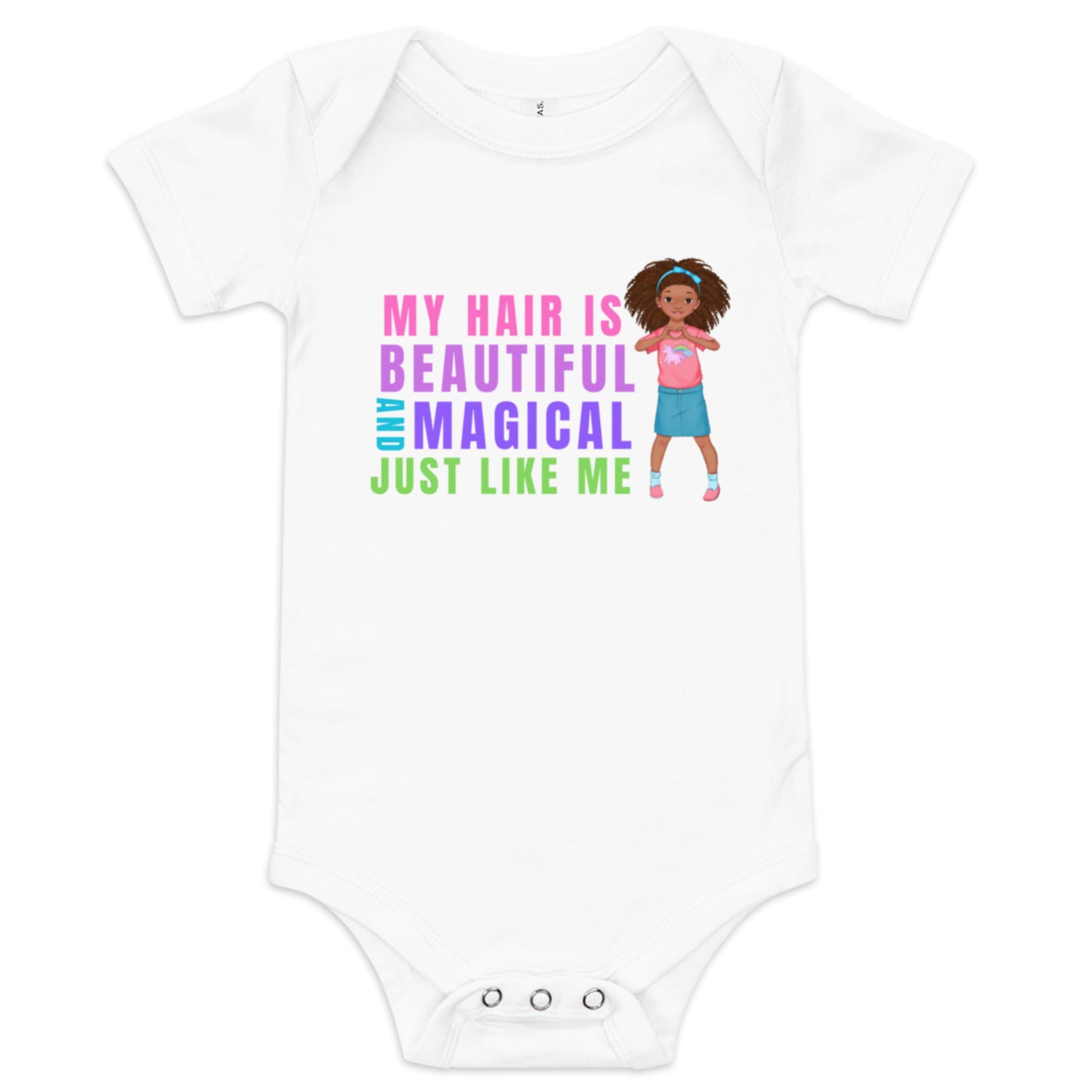 My Hair is Beautiful and Magical Just Like Me - Baby short sleeve one piece